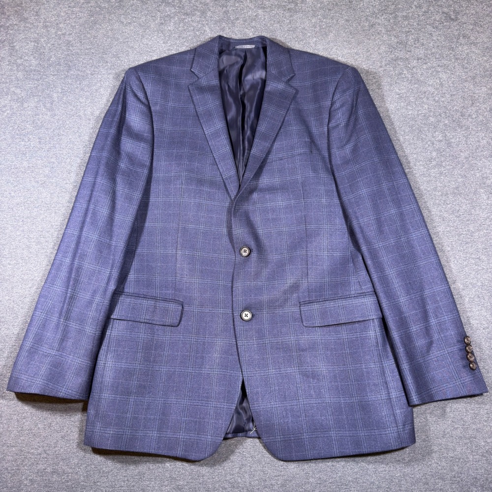 Lauren Ralph Lauren Blazer Mens 44R Blue Plaid Silk Wool Blend Sport Coat Jacket